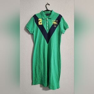 Ralph Lauren Sport Polo Club Shirt Dress Green Embroidered Logo size large